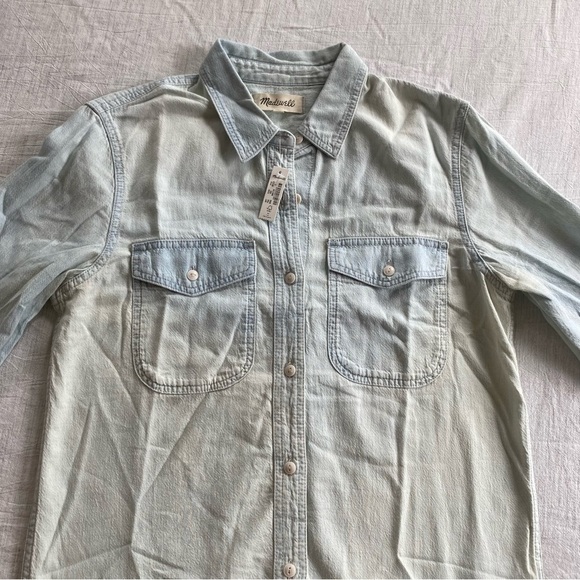 Madewell Denim Shirt Jacket Button Down Lightweight Cotton Small Light Wash NWT - Picture 5 of 14